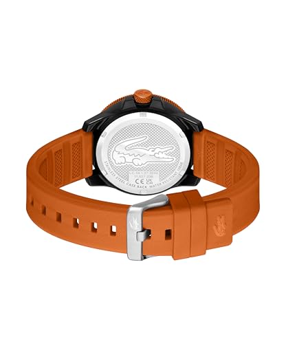 Lacoste Lacoste.12.12 Scuba Qtz Basic Black Round Dial Men's Watch|Orange Silicone Material|Orange Color Band - 2011416