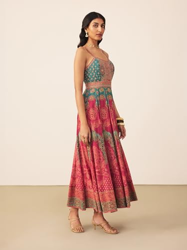 Ritu Kumar Teal Safflower Long Dress