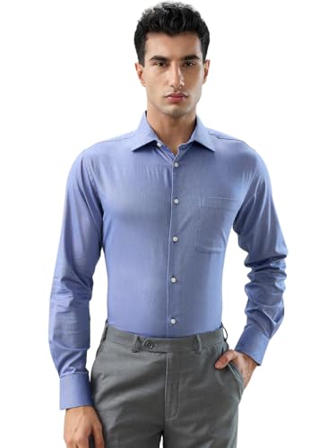 Raymond Blue Structure Pattern Men Long Sleeve Casual Shirt