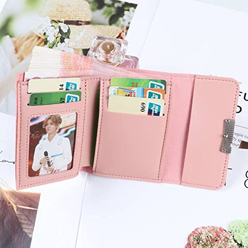 ARURA (LABEL) Women's Flip Top Card Wallet Holds up to 6 Cards Slim and Easy to Fit in Pocket Safety with Button Closure Cash and Coins Wallet (Multi Color)