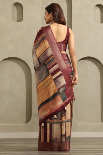 Soch Womens Multicolour Viscose Geometric Printed Saree