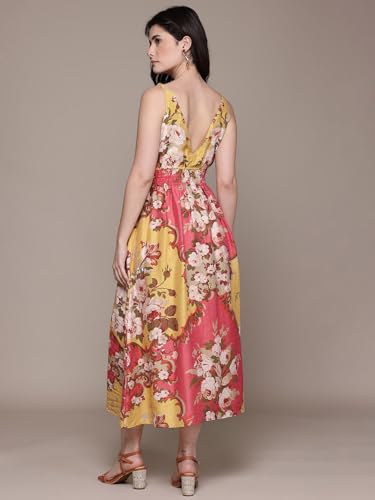 Label RITU KUMAR Peach Miara V Neck Long Dress