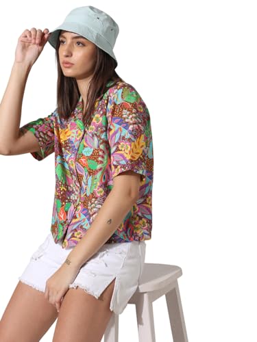 ONLY Women Printed Cotton Loose Fit Multicolor Shirt