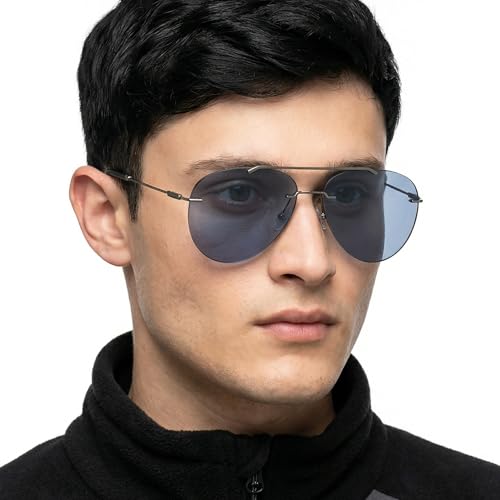 John Jacobs | Gunmetal - Blue | Full Rim Pilot Stylish & Premium Polarized Sunglasses | JJ Tints | 100% UV Protected | Men & Women | Medium | JJ S13151