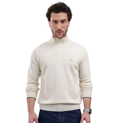 Monte Carlo Men's Mock Neck Full Sleeve Pullover Cream 3XL (Pack 1)