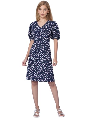 Vero Moda Women's Polyester Fit and Flare above The Knee Dress (10286114-Navy Blazer_Navy