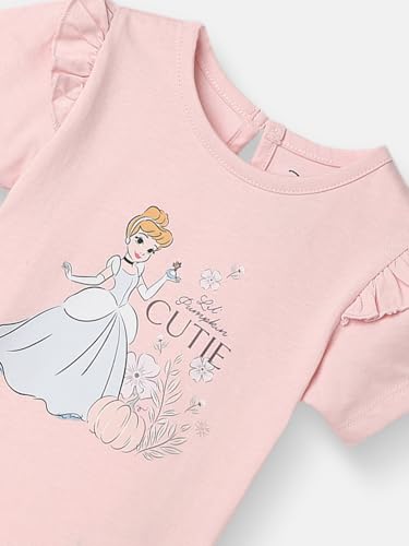 Nautinati Girls’ Disney Princess Cotton T-Shirt | Regular T-Shirt for 3 to 24 Months Pink