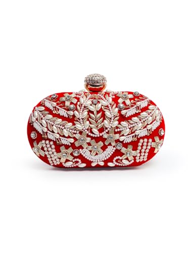 THE TAN CLAN Elizah Zarozi Hand Embroidered Clutches for Women Purses Luxury Evening Handbags for Ladies