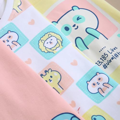 Hopscotch Baby Girls Animal Print Short Sleeves Multicolor Tees For Ages (6-9 Months)