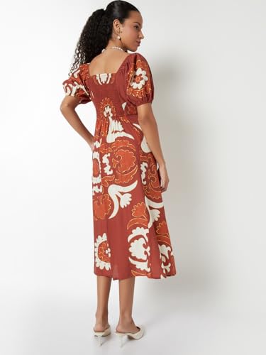Max Women Printed Midi Dress (Red_S)