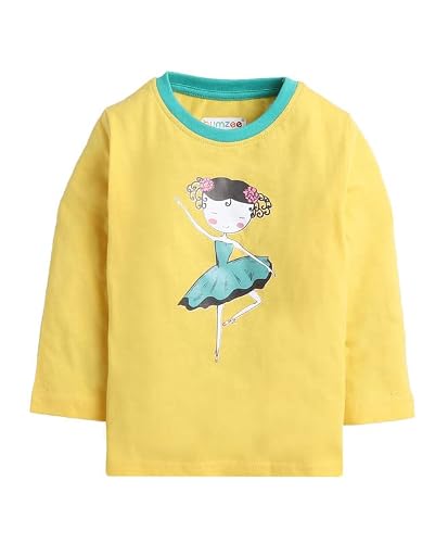 BUMZEE White & Yellow Girls Full Sleeves T-Shirt And Pajama Set Age - 3-6 Months