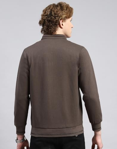 Monte Carlo Brown Solid Stand Collar Jacket(223061460-1-44)