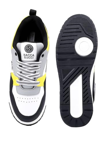 Bacca Bucci Urban Genesis 1.0 Sneakers: The Pinnacle of Street-Smart Elegance with Breathable Perforated Design and Robust Sole for The Modern Trailblazer (Yellow and White, 7)