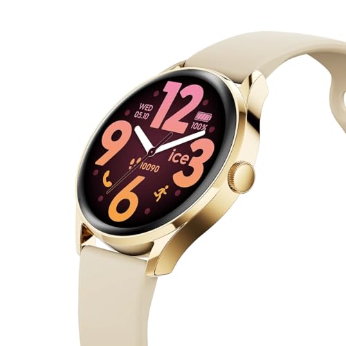 ICE-WATCH - ICE smart 3.0-1.2 Gold Beige AMOLED GPS - Women's round smartwatch with silicon strap - 025115 (1.20 inches)