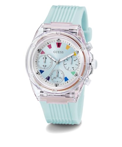 GUESS Stainless Steel Women'S 39Mm Analog Watch - Blue Strap Blue Dial Clear Case, Blue, Modern, Blue, Modern