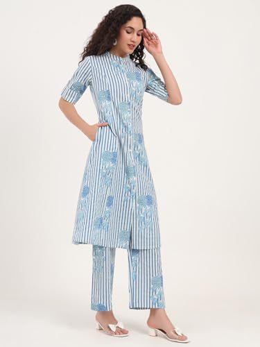 Divena Blue Floral Printed Cotton Co-ords Sets