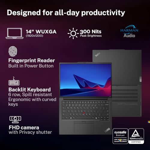 Lenovo ThinkPad E14 AI PC Intel Core Ultra 5 125U | Copilot Key | 16GB RAM | 1TB SSD | 14” WUXGA IPS 300 Nits | Win 11 + Office 2024 | Backlit | Fingerprint | 1.42 kg | 1Y Onsite | Black – 21M7S0SH00