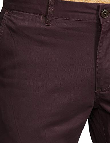 Indian Terrain Men's Slim Fit Casual Trousers (ITMTR00284_Burgundy_38W x 33L)