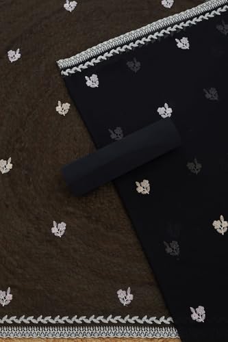 Soch Womens Black Crepe Embroidered Unstitch Dress Material With Sequins