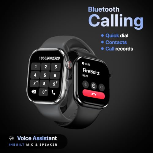 Fire-Boltt Brillia Smart Watch 2.02” Super AMOLED Display, Bluetooth Calling, SpO2, Heart Rate Monitor, 120+ Sports Modes, Fitness Tracker, Voice Assistant, Smart Watch for Man & Women