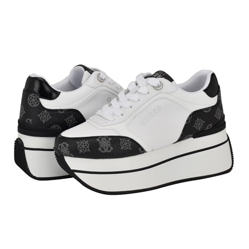 Guess Women's Camrio Sneaker, White/Black Logo 142, 6 UK