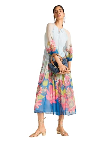 Label RITU KUMAR Blue Miley Full Sleeves Long Dress