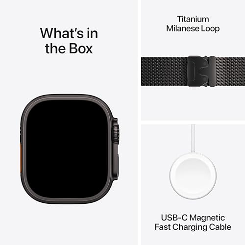 Apple Watch Ultra 3 GPS + Cellular 49mm Black Titanium Case with Black Titanium Milanese Loop - Small