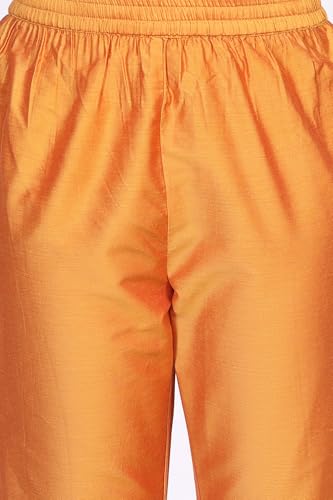 W for Woman Yellow Floral Print Embroidered Anarkali Jacquard Kurta with Straight Pant and Dupatta Set (WS13243-224277-XS)