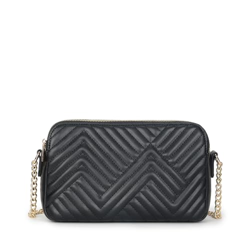 Fastrack StitchPlay Sling | Quilted Faux-Leather Women’s Handbag | Crossbody with 3 Compartments & Metal Strap | Sling for Everyday Carry