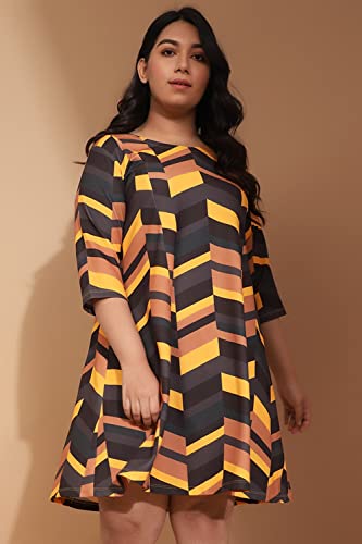 AMYDUS Plus Size Dress for Women | Printed | A Line Fit | Cloud Soft Fabric | Sweat Absorbing | XL to 9 XL Dresses | Yellow