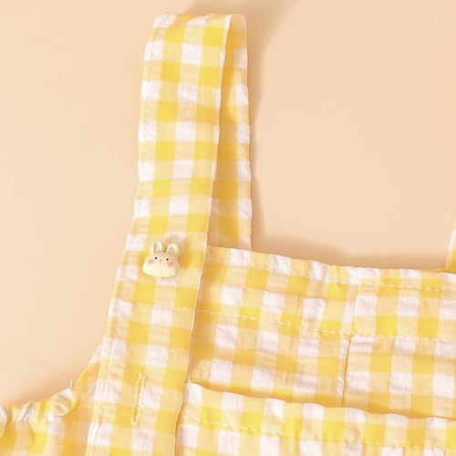 Hoscotch Girls Gingham Yellow Sleeveless Overall Set For Ages (5-6 Years)