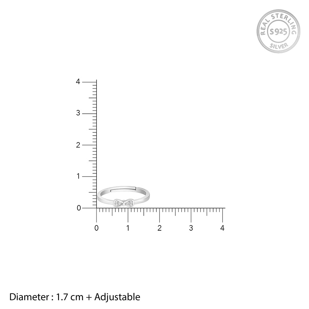 GIVA 925 Silver Zircon Bow Beauty Ring, Adjustable | Gifts for Women and Girls | With Certificate of Authenticity and 925 Stamp | 6 Months Warranty*
