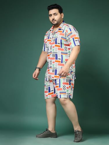 Rigo Printed Co-Ord Set for Men | Casual Plus Size Shirt & Shorts Night Suit
