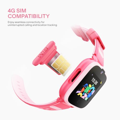 boAt Sailor Nav Kids Smartwatch with 2-Way Video & Voice Calling, Real Time Location Monitoring via Google Maps, Geofencing, 4G SIM Compatible, Parental Control, SOS, Smartwatch for girls (Fairy Pink)