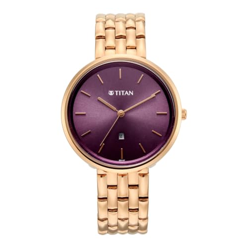 Titan NEO 12 Quartz Analog 3Hands with Date Display Pink Dial Rose Gold Color Strap Watch for Women - 2784WM03