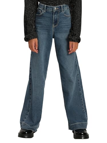 VERO MODA Girl's Solid Wide Leg High Rise Blue Jeans