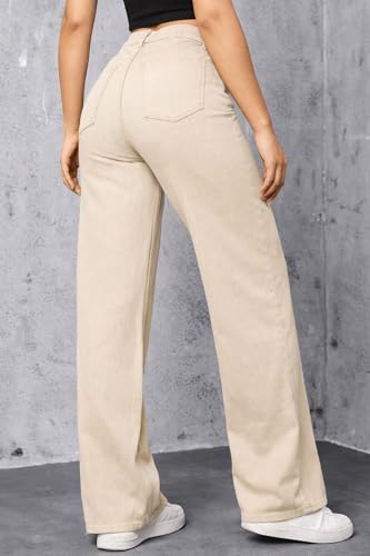 ADBUCKS Women's Tapered Style Straight Fit High-Rise Jeans (in, Numeric, 36, Beige)