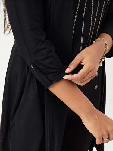 Max Women Solid Shawl Collar Shrug (SHRUG3002BLACK)_M