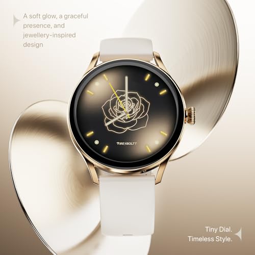 Fire-Boltt Glitz Women Smart Watch with 1.19” AMOLED Display, Bluetooth Calling, Rotating Crown, Always On Display, 1000 Nits Brightness, IP68 Waterproof Pearl White