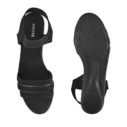 Mochi Womens Synthetic Black Sandals (Size (5 UK (38 EU))
