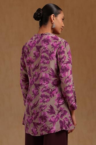 Soch Womens Purple Crepe Floral Print Tunic