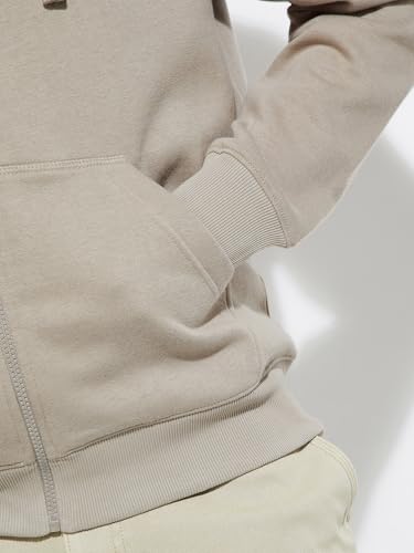 URB_N Men Solid Hooded Sweatshirt,Beige,2XL