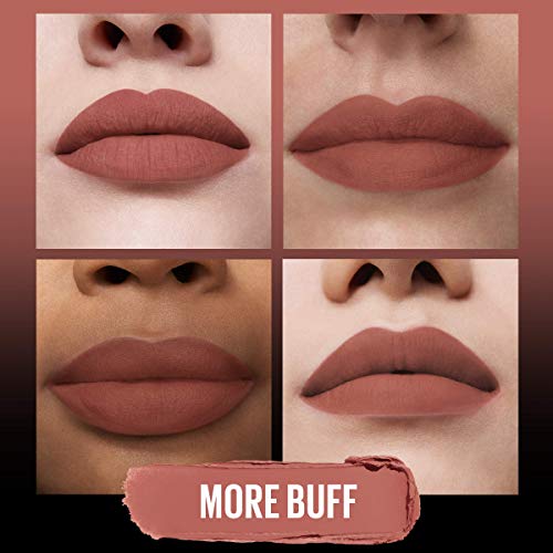 Maybelline New York Color Sensational Ultimatte Matte Lipstick, Non-Drying, Intense Color Pigment, More Buff, Pink Beige, 0.06 oz