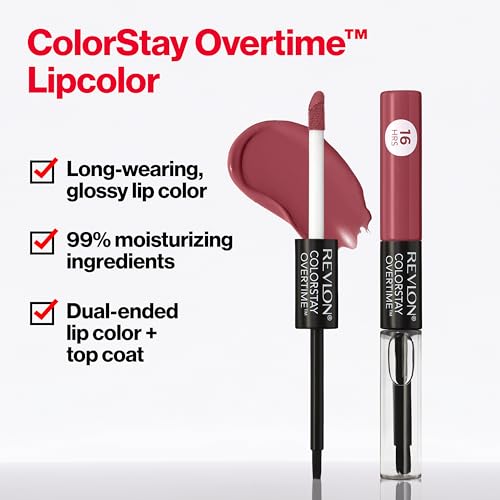 Revlon Liquid Lipstick with Clear Lip Gloss, ColorStay Overtime Lipcolor, Dual Ended with Vitamin E, 340 Eternally Tan, 4 ml
