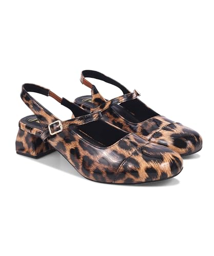 JM LOOKS Animal Print Slingback Low-Block Heel for Trendy Casual Wear