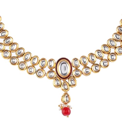 VOYLLA Kundan Elegance Round Cut Kundan Maang Tika Set For Women, Jewellery Set For Women, Womens Gift, Gift For Her