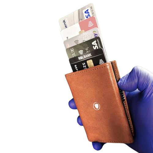 Bracevor Premium Popup Card Holder Trifold Leather Wallet for Men Women - Brown |4 Pockets+ID Window+Currency Slot + Coin Pocket | RFID & NFC Blocking | Magnetic Closure