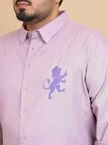 Highlander Men's Plus Size | Spread Collar | Long Sleeves | Pure Cotton | Casual Shirt Lavender