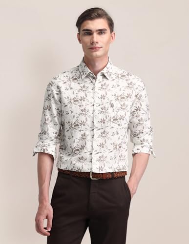 U.S. POLO ASSN. Tailored Fit Printed Shirt (USSHT2232_Beige_42)