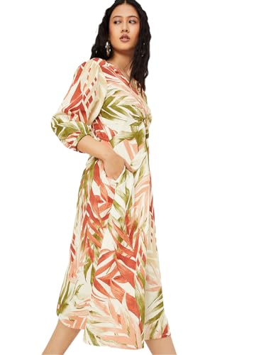 Max Women's Cotton A-Line Below The Knee Dress (EC58006B_Off White